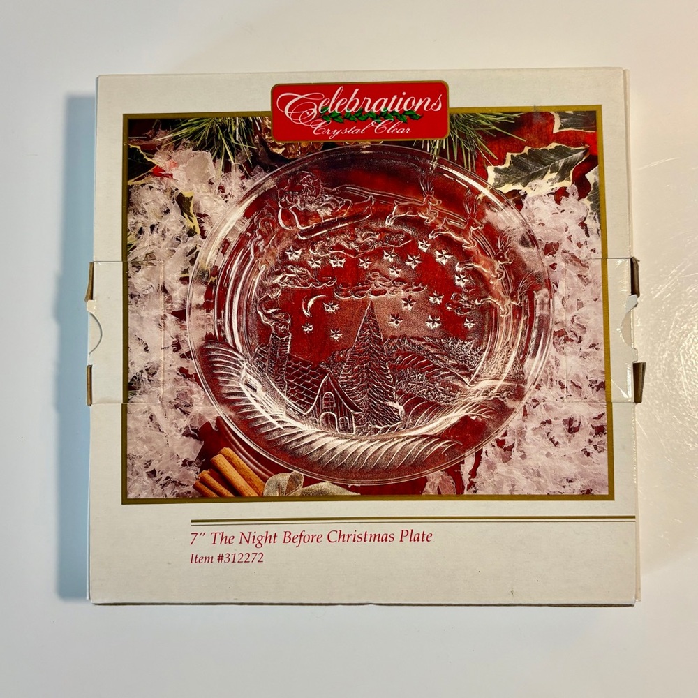 Christmas Celebrations Crystal Clear 7” The Night Before Christmas Glass Plate